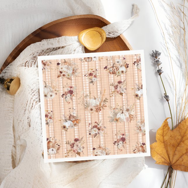 Servilleta De Papel Fall Otoño Pumpkins Floral Baby Shower (Subido por el creador)