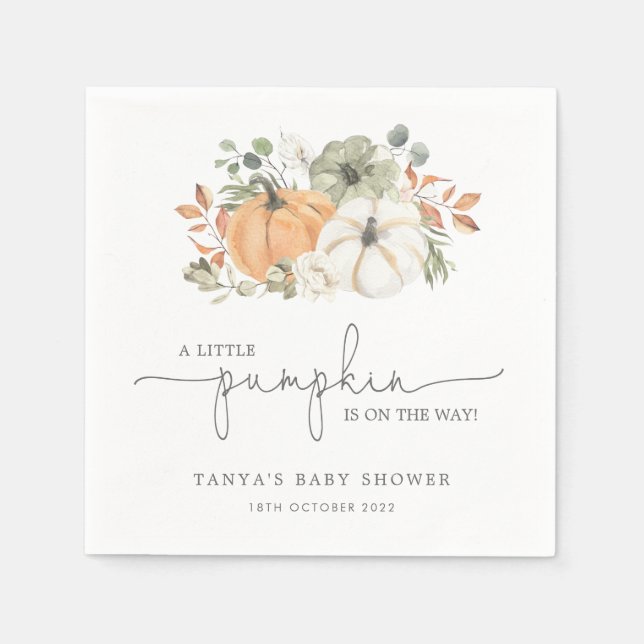 Servilleta De Papel Fall Pumpkin Baby Shower (Anverso)
