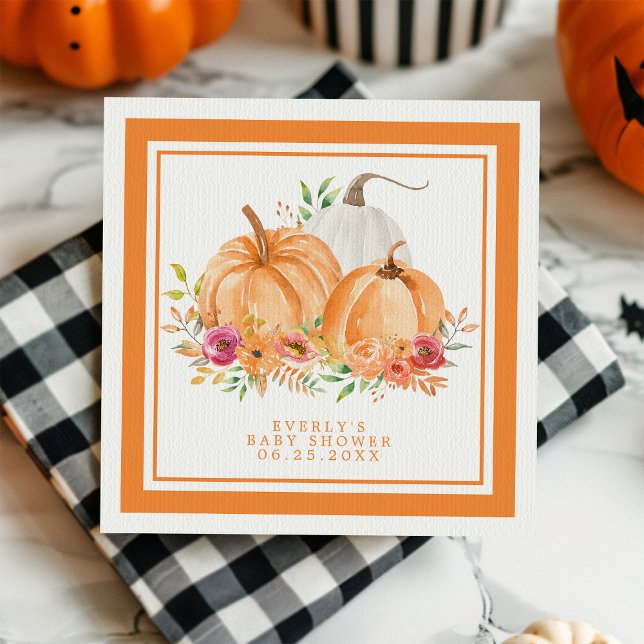 Servilleta De Papel Fall Pumpkin Floral Baby Shower (Subido por el creador)