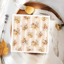 Servilleta De Papel Fall Pumpkin Floral Bow Baby Shower  Napkins