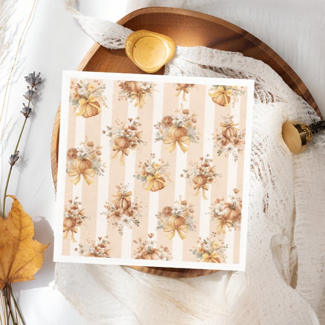 Servilleta De Papel Fall Pumpkin Floral Bow Baby Shower  Napkins (Subido por el creador)