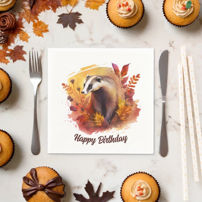 Servilleta De Papel Fall vibes Badger - cumpleaños (Subido por el creador)
