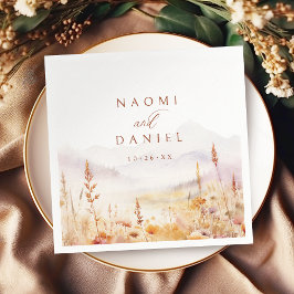 Servilleta De Papel Fall Watercolor Wildflower Mountain Rustic Wedding