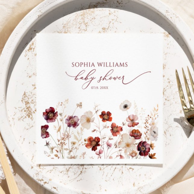 Servilleta De Papel Fall Wildflowers Baby Shower Napkins (Subido por el creador)