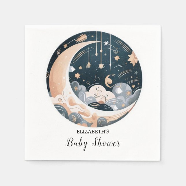 Servilleta De Papel Falling Stars Nebula Stars Baby Shower (Anverso)