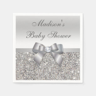 Servilleta De Papel Falsas lentejuelas de plata Baby Shower