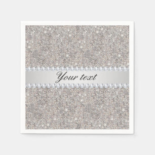 Servilleta De Papel Falsas lentejuelas de plata y diamantes