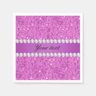 Servilleta De Papel Falsas lentejuelas púrpuras elegantes y diamantes