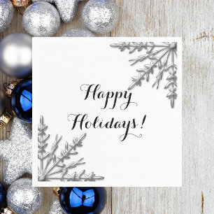 Servilleta De Papel Falso copo de nieve de plata del invierno buenas