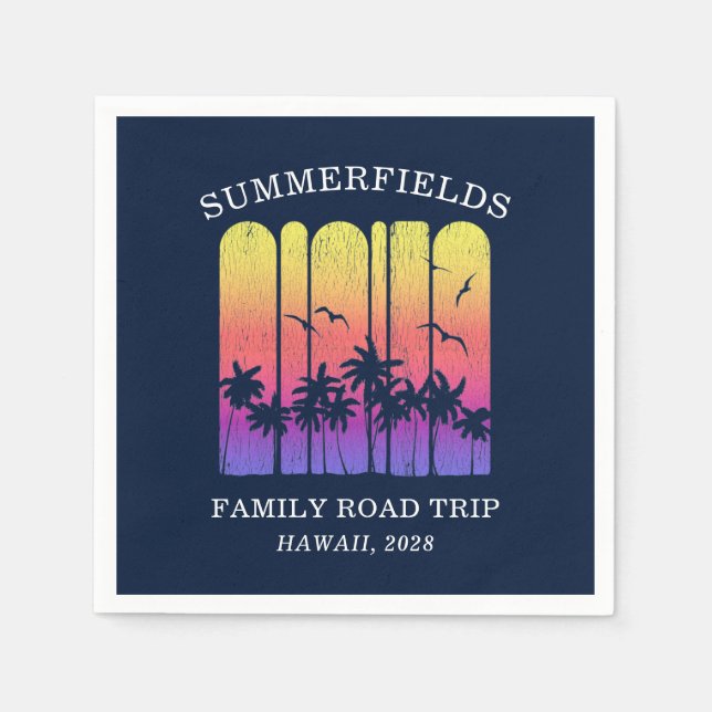 Servilleta De Papel Familia Aloha Retro Tropical Road Vip (Anverso)