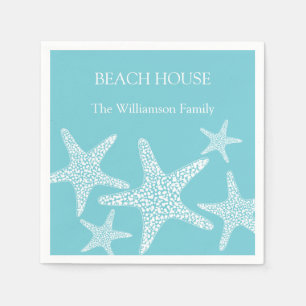 Servilleta De Papel Familia Aqua Blue Starfish Coastal Beach House