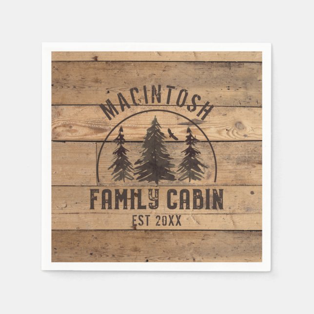 Servilleta De Papel Familia Cabina Rustic Wood Personalizada (Anverso)