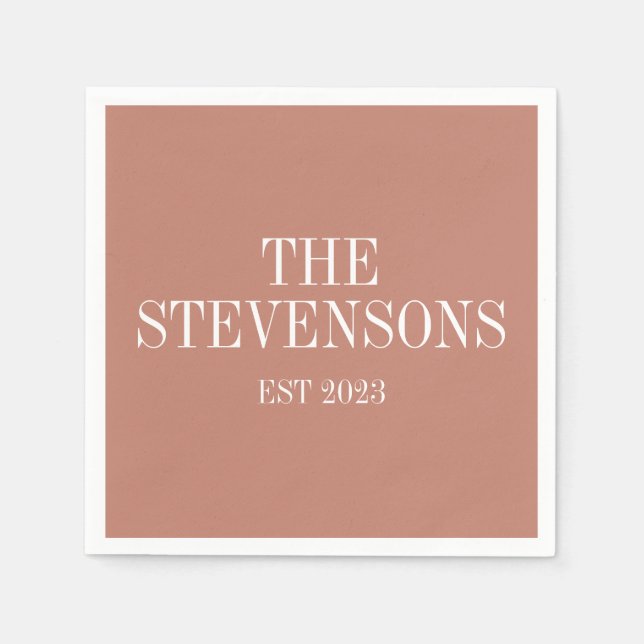 Servilleta De Papel Familia Clásica Apellido Fecha Este Terracotta (Anverso)