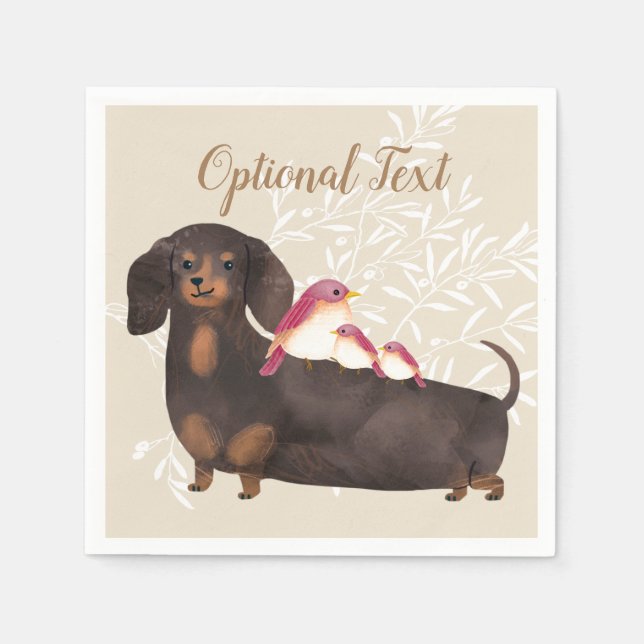 Servilleta De Papel Familia Dachshund y Aves (Anverso)