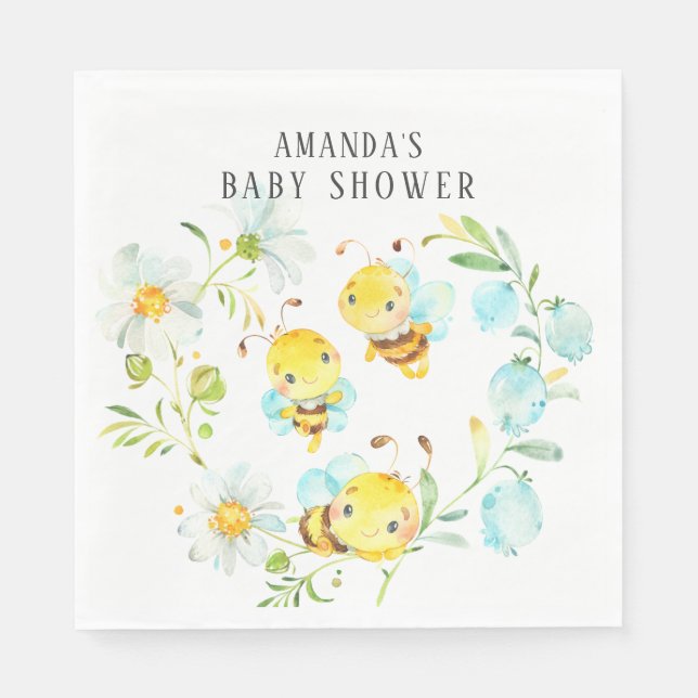 Servilleta De Papel Familia de Abejas de 3 Abejas Baby Shower (Anverso)