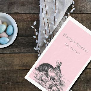 Servilleta De Papel Familia de conejos de época - Pascua feliz