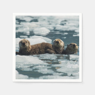 Servilleta De Papel Familia de la nutria de mar