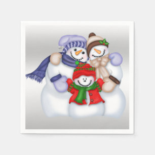 Servilleta De Papel Familia de muñeco de nieve