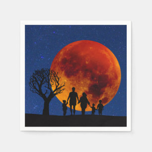 Servilleta De Papel Familia Eclipse Lunar de Luna de Sangre