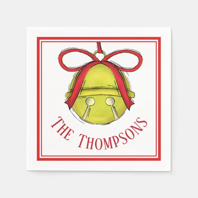 Servilleta De Papel Familia Personalizado Cute Whimsical Gold Bell (Anverso)