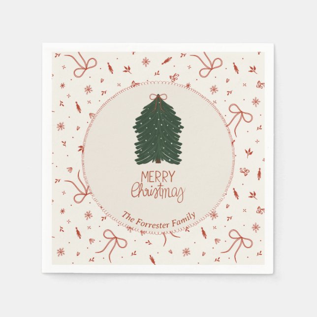 Servilleta De Papel Familia Personalizado de árbol de Navidad personal (Anverso)