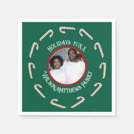 Servilleta De Papel Familia Retro Green-Candy Canes-Navidades 2025