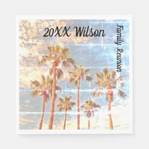 Servilleta De Papel Familia Reunión Faded Photo Vintage Palm Trees