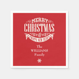 Servilleta De Papel Familia roja navideña personalizada