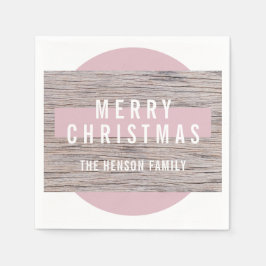 Servilleta De Papel Familia Rusch Wood Pink Merry Christmas
