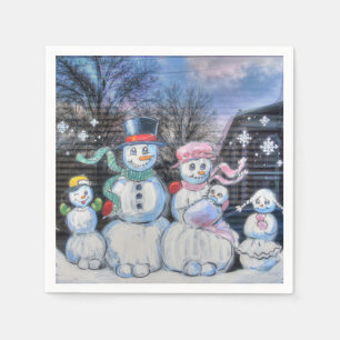 Servilleta De Papel Familia Snowman