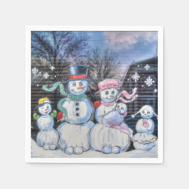 Servilleta De Papel Familia Snowman (Anverso)