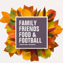 Family friends food & football purple Thanksgiving
