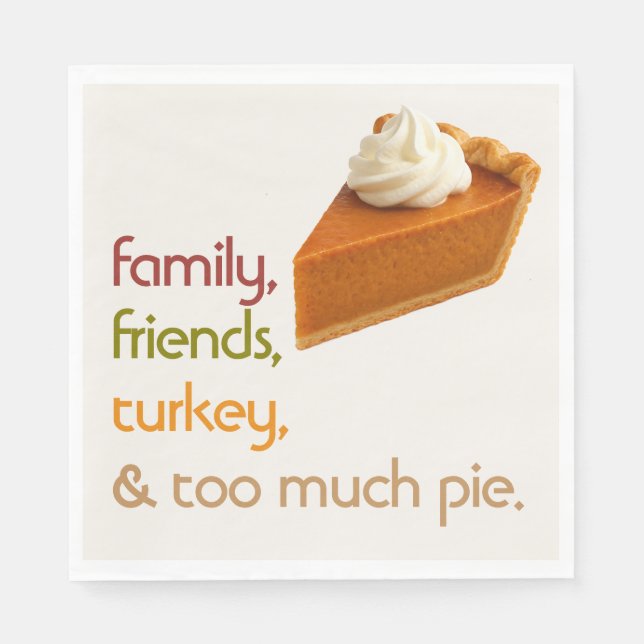 Servilleta De Papel Family, Friends, Turkey, Pie Modern Thanksgiving (Anverso)