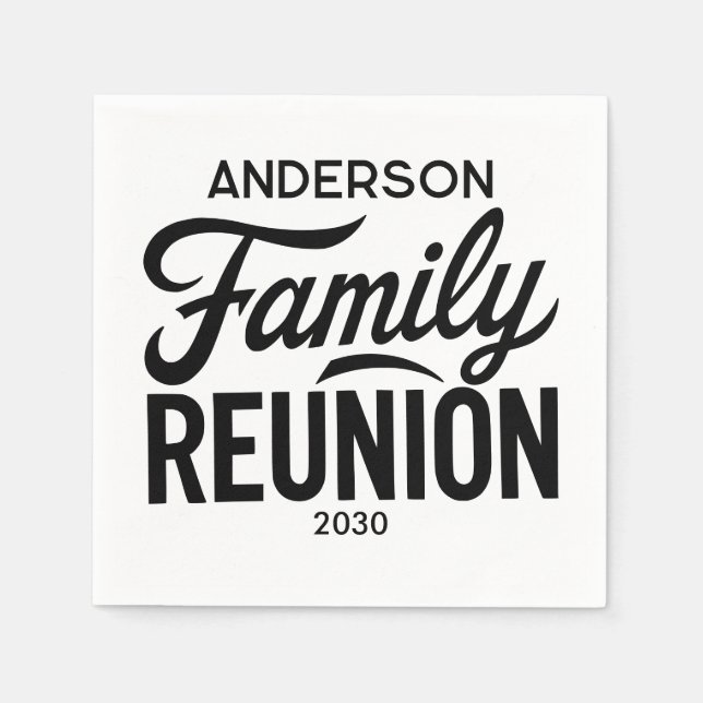 Servilleta De Papel Family Reunion Modern Minimalist Logo Custom Name  (Anverso)
