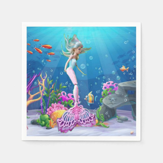 Servilleta De Papel Famosa muñeca vestida como sirena (Anverso)