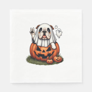 Servilleta De Papel Famoso Bulldog inglés Fantasma Boo Halloween Mujer