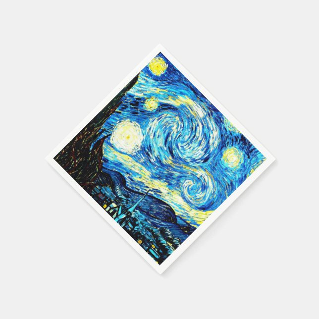 Servilleta De Papel Famoso cuadro de Van Gogh, Noche Starry (Borde)