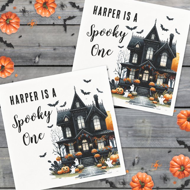 Servilleta De Papel Famoso Fiesta de primer cumpleaños de Halloween (Spooky One Halloween 1st Birthday Party Napkins)