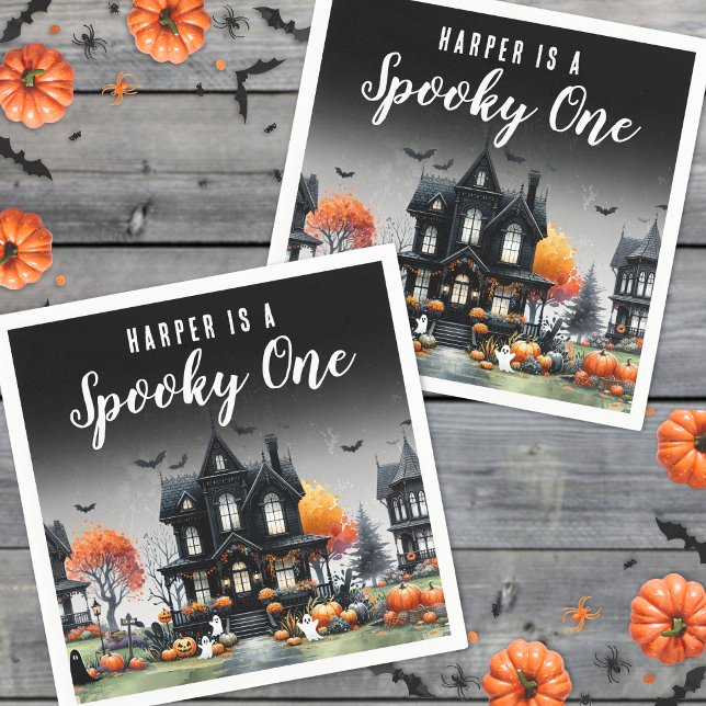 Servilleta De Papel Famoso Fiesta de primer cumpleaños de Halloween (Spooky One Halloween 1st Birthday Party Napkins)