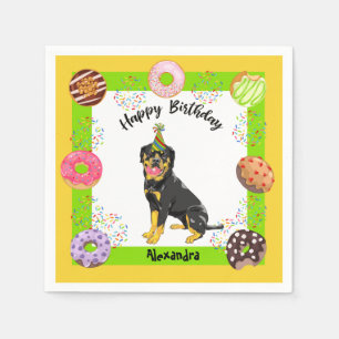 Servilleta De Papel Famoso Rottweiler Donuts Fiesta Cumpleaños