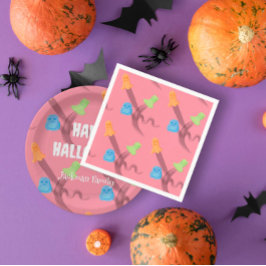 Servilleta De Papel Famosos fantasmas coloridos en la fiesta rosada de