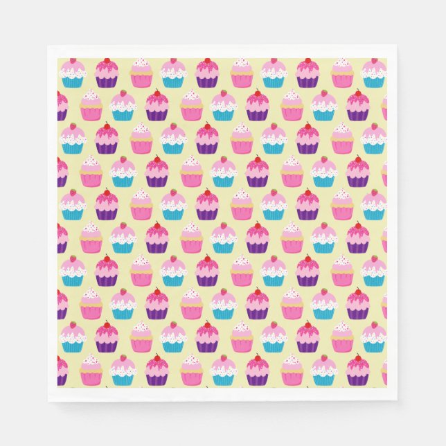 Servilleta De Papel Fancy Cupcakes Cumpleaños (Anverso)