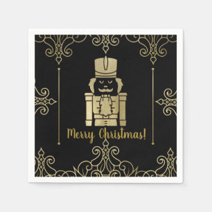 Servilleta De Papel Fancy Elegant Gold Black Nutcracker Holiday Party