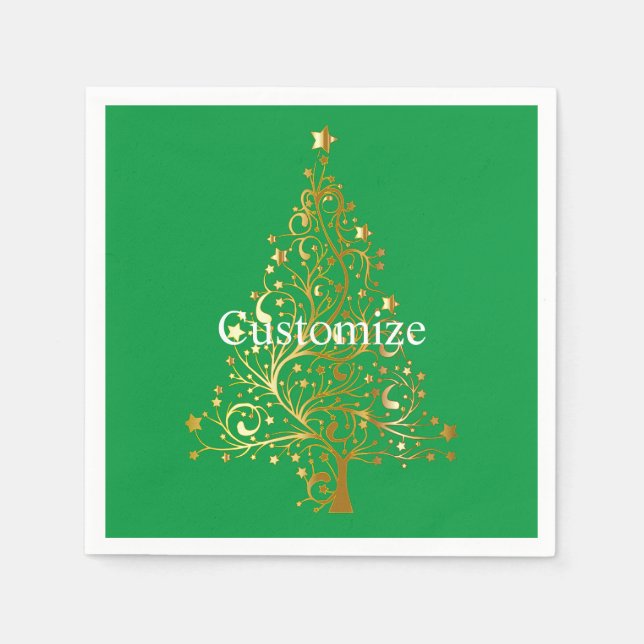 Servilleta De Papel Fancy Gold Christmas Tree Thunder_Cove (Anverso)