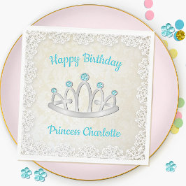 Servilleta De Papel Fancy Lace Princess Tiara Birthday Paper Napkin