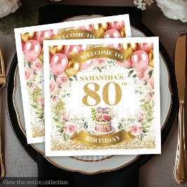 Servilleta De Papel Fancy Pink Gold 80 Napkins para la celebración del