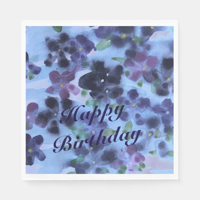 Servilleta De Papel Fancy Purple Flowe Napkins (Anverso)