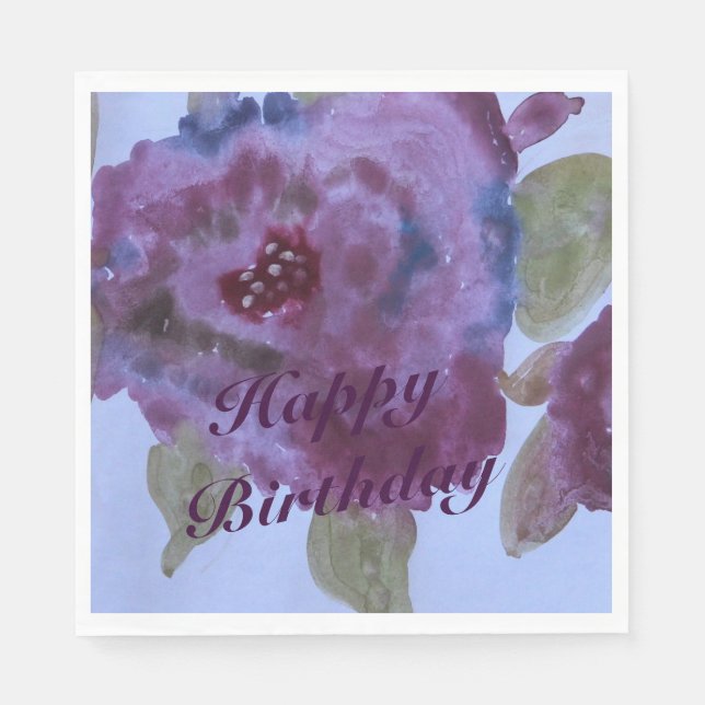 Servilleta De Papel Fancy Purple Rosa Flowe Napkins (Anverso)