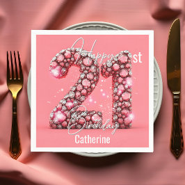 Servilleta De Papel Fancy Sparkling Diamond-Encrustado 21 cumpleaños