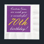 Servilleta De Papel Fancy Style 70th Birthday Paper Napkins<br><div class="desc">Este elegante diseño de pañales de papel con temática de cumpleaños incluye un mensaje como "CustomName, le deseamos un maravilloso cumpleaños número 70!", donde se puede personalizar el nombre y el número de cumpleaños. Las toallas de papel personalizadas como estas podrían ser usadas en un fiesta que se celebra el...</div>